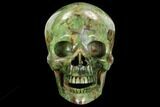 Realistic, Carved Green Stone Verdite (Fuchsite) Skull #127647-1